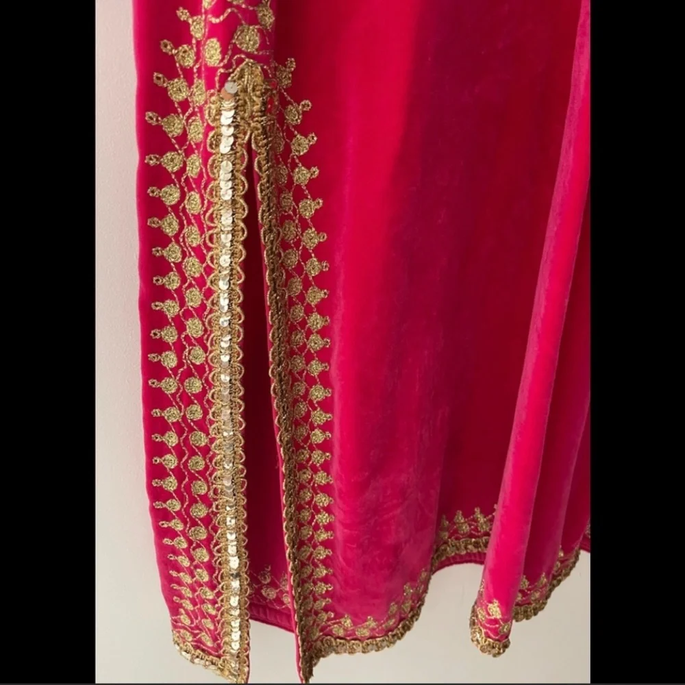 Vintage Moroccan Caftan / Kaftan from Africa Raspberry Pink Velvet S - Picture 6 of 7